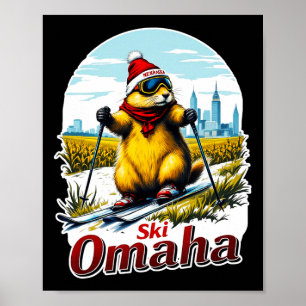 Schattige ski-avontuur in Omaha Groundhog Prairie Poster