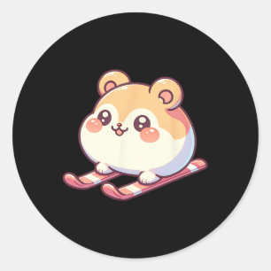 Schattige Ski Hamster Kawaii Mollen Winter Alpenhe Ronde Sticker
