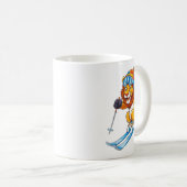 Schattige ski-leeuw wintersport koffiemok (Voorkant rechts)