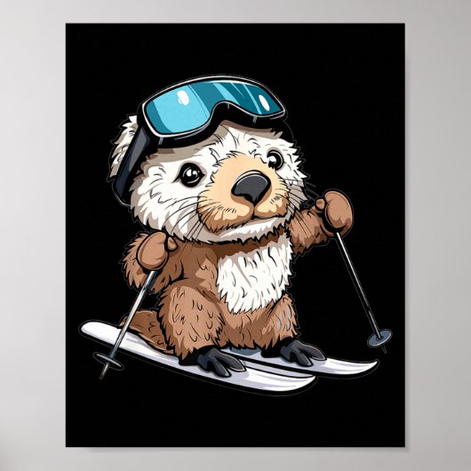 Schattige skiende zeeotter  poster (Voorkant)