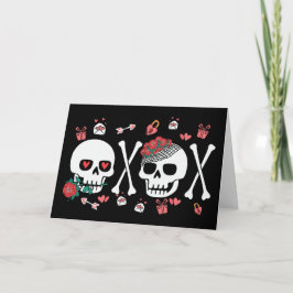Schattige Skully Valloween Valentijn XOXO Feestdagen Kaart