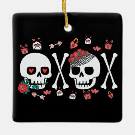 Schattige Skully Valloween Valentijn XOXO Keramisch Ornament