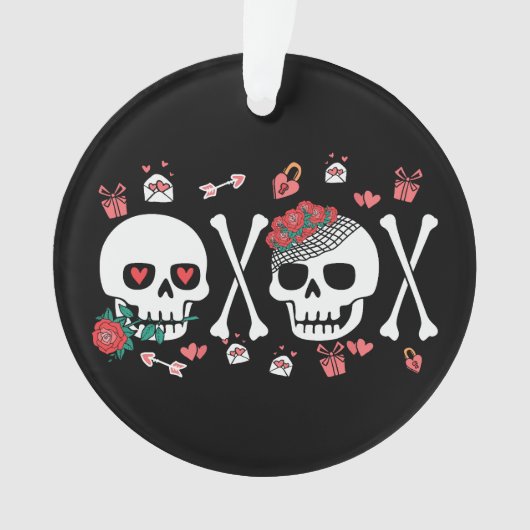 Schattige Skully Valloween Valentijn XOXO Ornament (voorkant)