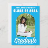 Schattige Sky Blue Afstuderen foto Modern Afstuder Aankondiging (Voorkant)