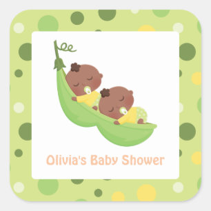 Schattige Slaande Afro-Amerikaanse Tweeling Baby S Vierkante Sticker