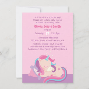 Schattige Slaande Baby Eenhoorn Baby Shower Kaart