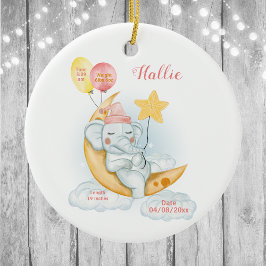 Schattige Slaande Baby Olifant Geboorte Stats Keramisch Ornament