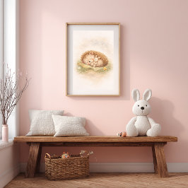 Schattige Slaande Egel Neutrale Kinderkamer Poster