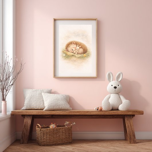Schattige Slaande Egel Neutrale Kinderkamer Poster