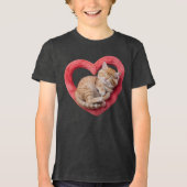 Schattige Slaande Kat Harige Hart Tri-Blend Shirt (Voorkant)