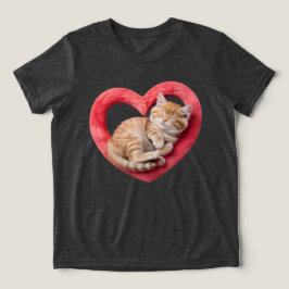 Schattige Slaande Kat Harige Hart Tri-Blend Shirt