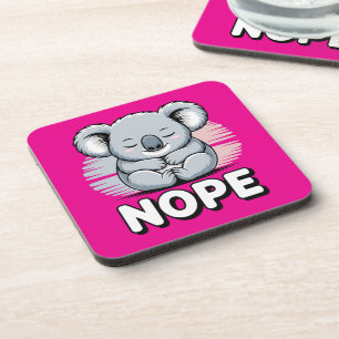 Schattige Slaande Koala “Nee” Grappige Cartoon Bier Onderzetter