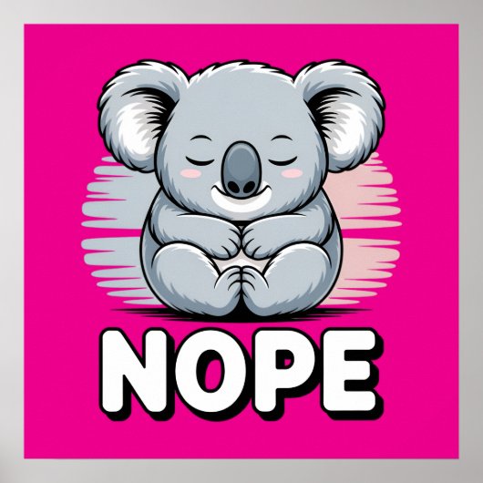 Schattige Slaande Koala “Nee” Grappige Cartoon Poster (Voorkant)