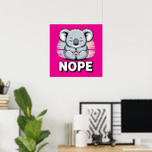 Schattige Slaande Koala “Nee” Grappige Cartoon Poster (Thuiskantoor)
