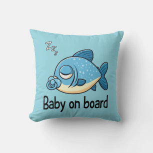 Schattige Slaande Vis met Fopspeen Baby aan Boor Kussen