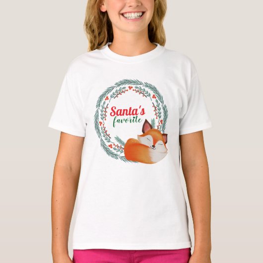 Schattige Slaande Vos Kerstmis T-shirt (Voorkant)