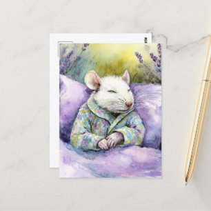 Schattige Slaande Witte Muis Briefkaart