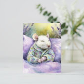 Schattige Slaande Witte Muis Briefkaart (Staand voorkant)