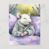 Schattige Slaande Witte Muis Briefkaart (Voorkant)