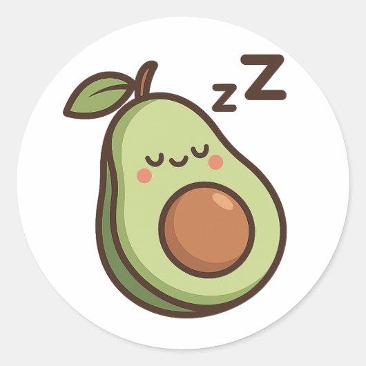 Schattige Slaap Avocado – Transparante Sticker (Voorkant)