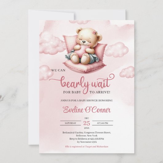 Schattige slaap beer kunnen we bearly wachten op b kaart (Voorkant)