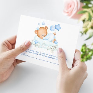 Schattige Slaap Teddybeer Op Wolken Jongere Luiers Informatiekaartje