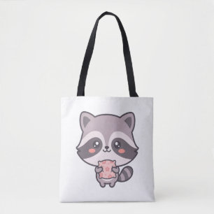 Schattige Slaapdronken Kawaii Wasbeer met Kussen C Tote Bag