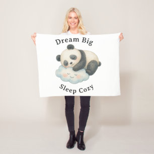 Schattige Slaapdronken Panda op Wolk Waterverf Fleece Deken