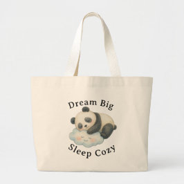 Schattige Slaapdronken Panda op Wolk Waterverf Grote Tote Bag