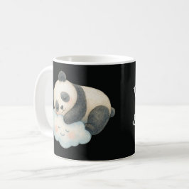 Schattige Slaapdronken Panda op Wolk Waterverf Koffiemok