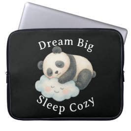 Schattige Slaapdronken Panda op Wolk Waterverf Laptop Sleeve