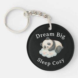 Schattige Slaapdronken Panda op Wolk Waterverf Sleutelhanger
