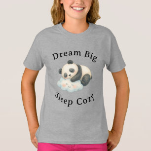 Schattige Slaapdronken Panda op Wolk Waterverf T-shirt