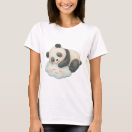 Schattige Slaapdronken Panda op Wolk Waterverf T-shirt