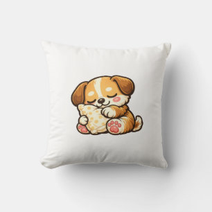 Schattige Slaapdronken Puppy met Kussen