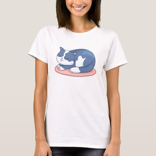 Schattige slaapkat Cartoon T-shirt (Voorkant)