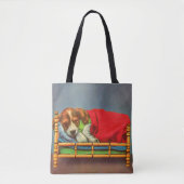 schattige slaappuppy print tote bag (Voorkant)