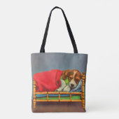 schattige slaappuppy print tote bag (Achterkant)