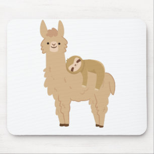 Schattige slaapstand op een Llama Muismat