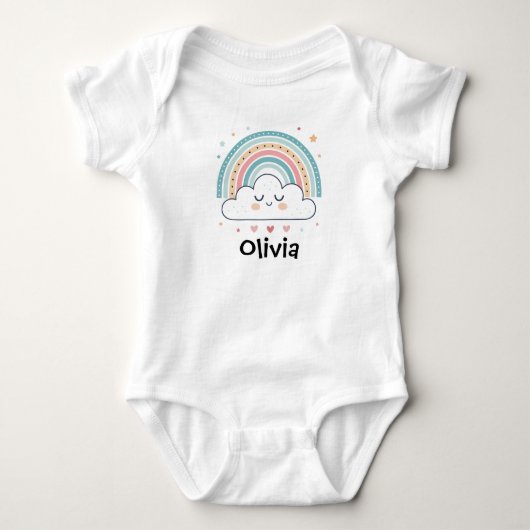 Schattige Slaapwolk & Pastel Regenboog Romper (Voorkant)