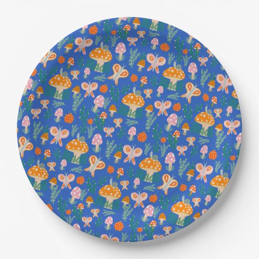 Schattige slakkenpaddestoel vlinder Schattige BABY Papieren Bordje (Voorkant)