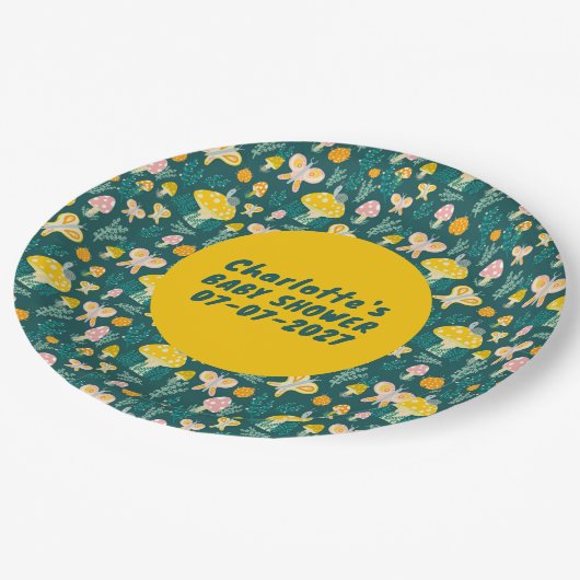 Schattige slakkenpaddestoel vlinder Schattige BABY Papieren Bordje (Gekanteld)