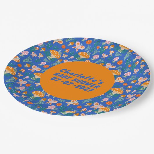 Schattige slakkenpaddestoel vlinder Schattige BABY Papieren Bordje (Gekanteld)