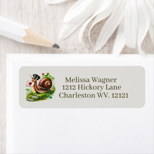 Schattige slakkenpost mailing  etiket (Insitu)