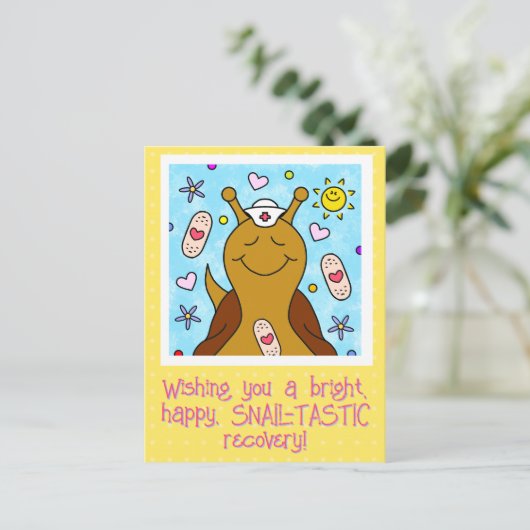 Schattige Slakkenverpleegster Beterschap Briefkaart (Staand voorkant)