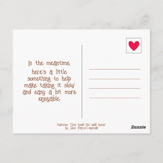 Schattige Slakkenverpleegster Beterschap Briefkaart (Achterkant)