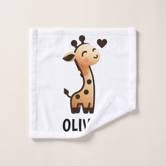 Schattige Slanke Giraffe Persoonlijk Washandje (Wasdoekje)