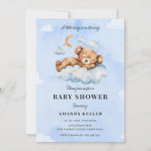 Schattige Slapen Baby Beer Blue Cloud Baby shower Kaart (Voorkant)