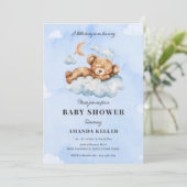Schattige Slapen Baby Beer Blue Cloud Baby shower Kaart (Staand voorkant)