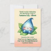 Schattige slapen Baby dauwdruppel Baby shower Bedankkaart (Voorkant)